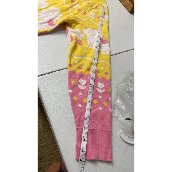 Chanteii Kitten Sweater Kawaii Sweater yellow Sz S Cotton Cozycore Cat Lover - Picture 6 of 9